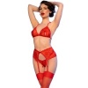 Chilirose CR 4848 Red Lace Bra Set S