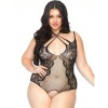 Leg Avenue Crotchless Net and Lace Teddy 1X-2X