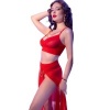 Chilirose Red Tulle Top Leggings Set Gold L