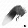 Kink Anal Plug S 7x3cm Synthetic Tail 40cm Grey White