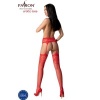 Passion S029 Stockings with Garter Red One Size