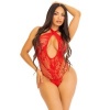 LEG AVENUE Body Red Lace Cross Neck One Size