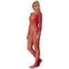 Subblime Fishnet Bodystocking w/ Diamonds Long Sleeve, Red XS/M
