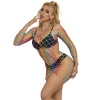 Subblime Rainbow Long Sleeve Fishnet Dress, One Size