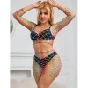 Subblime 2-Piece Fishnet Set Long Sleeve Rainbow