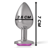 Intense - Aluminum Metal Anal Plug With Pink Crystal Size S