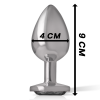 Intense - Aluminum Metal Anal Plug With Black Glass Size L