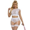Subblime Bra & Panties with Garter Belt White L/XL