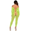 Leg Avenue Crotchless Bodystocking Exotic Snake Lace, Neon Green