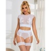 Subblime Bra & Panties with Garter Belt White S/M