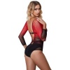 Subblime Red & Black Gradient Long Sleeve Fishnet Dress