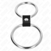 Kink Double Metal Penis Ring 3.7-5 CM Connected by Leather Model 1