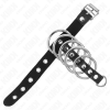 Kink Leather Penis Ring with Lock Strap 21 X 2 Cm and 5 Metal Rings