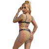 Subblime 2-Piece Fishnet Set Long Sleeve Rainbow
