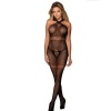 Subblime Fishnet Bodystocking with Crossed Neck Straps, Black