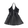 Subblime Lace Zipper Leather Dress Black S/M