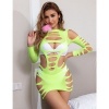 Subblime Long Sleeve Elastic Fishnet Dress, Green
