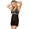 Subblime Babydoll Black With White Floral Lace S/M