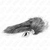 Kink Anal Plug M 8x3.5cm Synthetic Tail 40cm Grey