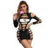 Subblime Long Sleeve Elastic Fishnet Dress, Black