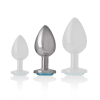 Intense - Aluminum Metal Anal Plug With Blue Glass Size M