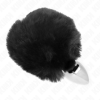 Kink Stainless Steel Plug 7x3cm Black Rabbit Tail 8cm