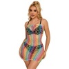 Subblime Rainbow Off-Shoulder Fishnet Dress, One Size