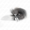 Kink Anal Plug M 8x3.5cm Synthetic Tail 40cm Grey White
