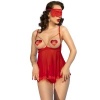 Chilirose CR 4715 Babydoll Set Four Pieces Red L