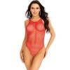 Leg Avenue Net Snap Crotch Tank Bodysuit Red ONE SIZE