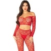 Leg Avenue Crop Top + Stockings Red One Size