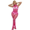 Subblime Fishnet & Lace Crotchless w/ High Neck, Pink