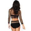 Leg Avenue Net Long Sleeved Crop Top and High Waisted Bottom Set