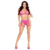 Leg Avenue Lace Bra & Garter Thong Set, Pink