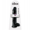 King Cock Black Dildo with Balls, 28 CM