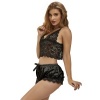 Subblime 953942 Casual Silk Nightgown + Lace Pants Black