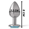 Intense - Aluminum Metal Anal Plug With Blue Glass Size M