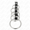Kink 5 Metal Penis Rings 3.2 Cm to 5 Cm Connected by Leather