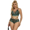 Subblime Lace Bra & Panties Green S/M