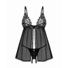 Afbeelding van Obsessive - Blomentis Babydoll en String - Zwart