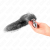 Kink Anal Plug M 8x3.5cm Synthetic Tail 40cm Grey