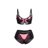 Subblime Pink Lace Mesh Push-up Bra Set S/M