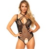 Leg Avenue Net and Lace Crotchless Teddy One Size