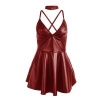 Subblime Burgundy PU Leather Strappy Nightgown S/M
