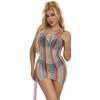 Subblime Rainbow Off-Shoulder Sleeveless Fishnet Dress