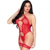 Leg Avenue 89338 Open Bodysuit Garter Set Red