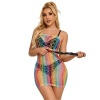 Subblime Rainbow Off-Shoulder Fishnet Dress, One Size