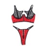 Subblime Red Faux Leather Mesh Zipper Bra Set L/XL