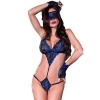 Chilirose CR 4266 Lace Bodysuit Mask Gloves Blue L/XL