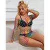 Subblime Rainbow Long Sleeve Fishnet Dress, One Size